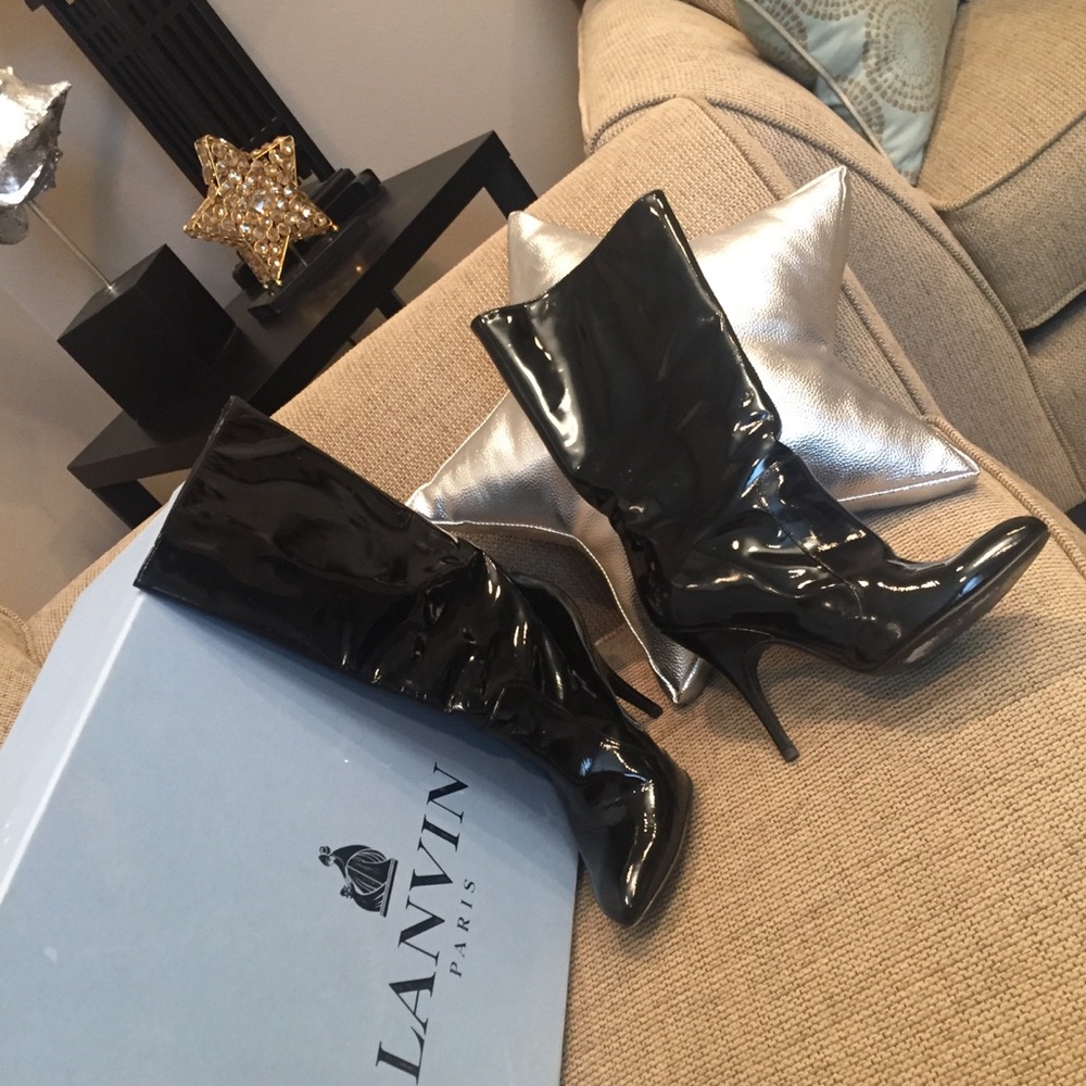 💖✨Lanvin Paris💖Black Pattern Leather short boots - Picture 8 of 16